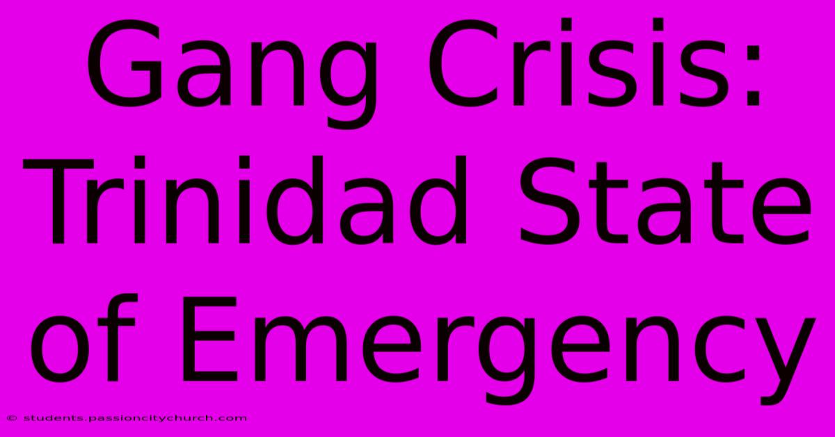 Gang Crisis: Trinidad State Of Emergency