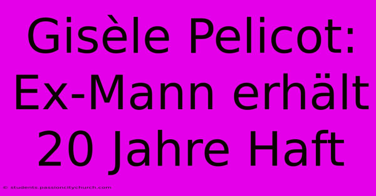 Gisèle Pelicot: Ex-Mann Erhält 20 Jahre Haft