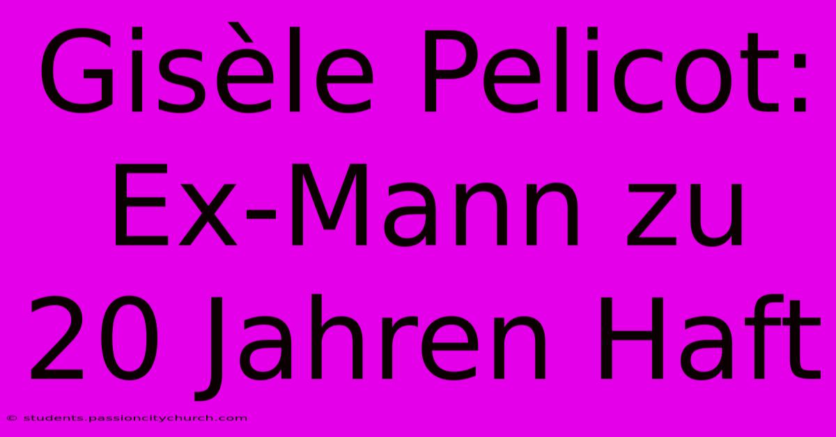 Gisèle Pelicot: Ex-Mann Zu 20 Jahren Haft