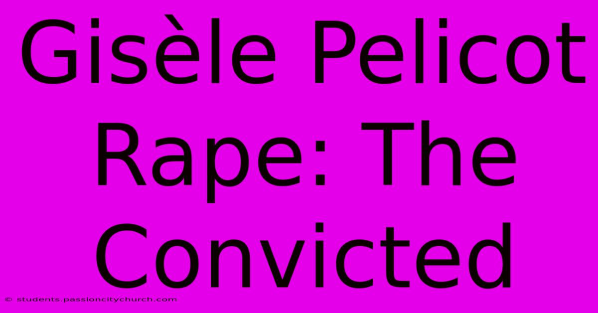 Gisèle Pelicot Rape: The Convicted