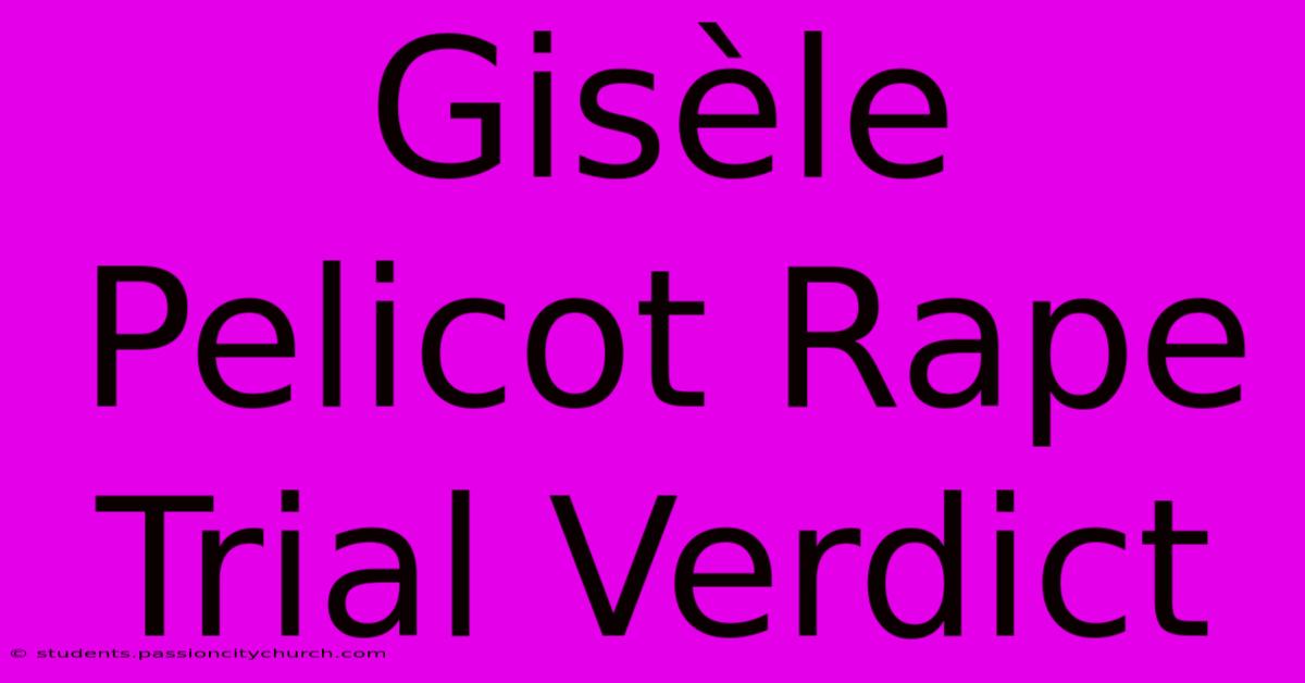 Gisèle Pelicot Rape Trial Verdict