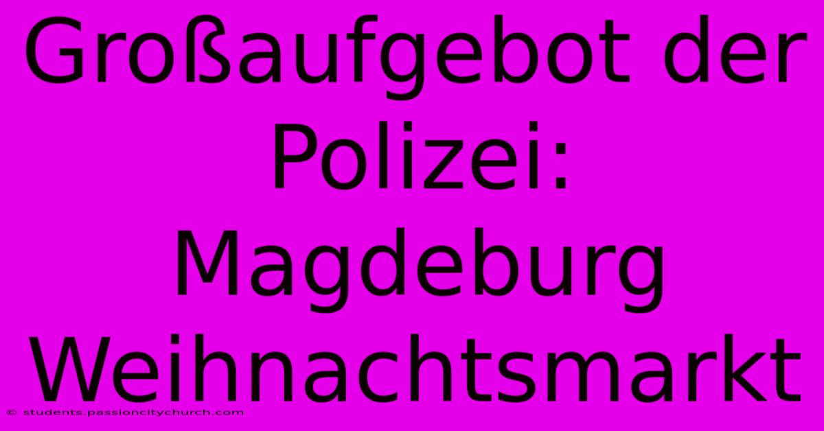 Großaufgebot Der Polizei: Magdeburg Weihnachtsmarkt