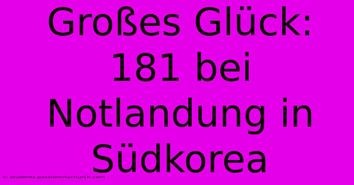 Großes Glück: 181 Bei Notlandung In Südkorea