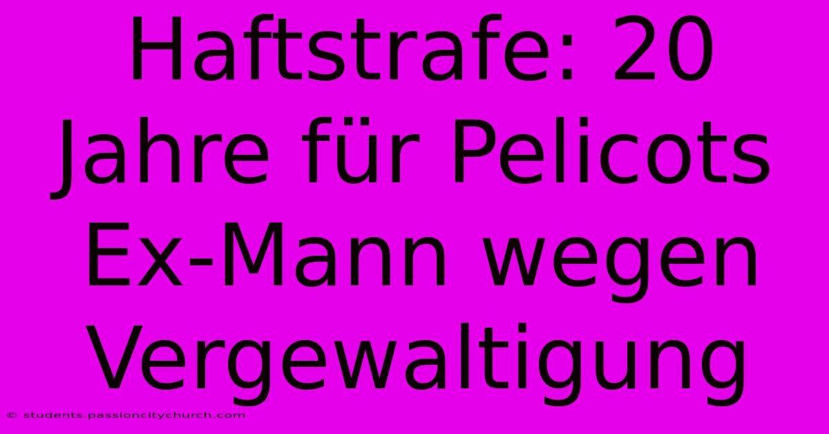 Haftstrafe: 20 Jahre Für Pelicots Ex-Mann Wegen Vergewaltigung