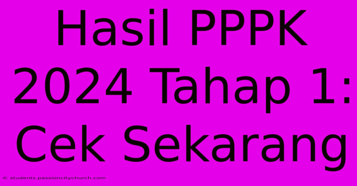 Hasil PPPK 2024 Tahap 1: Cek Sekarang