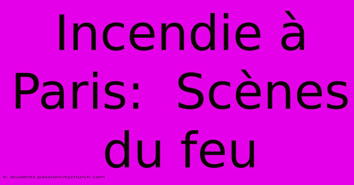 Incendie À Paris:  Scènes Du Feu