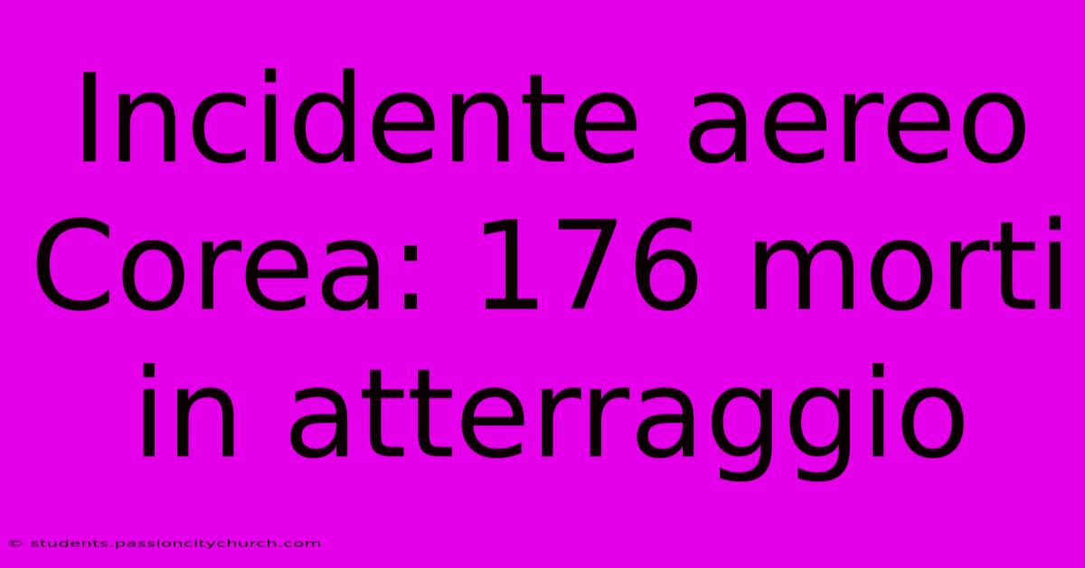 Incidente Aereo Corea: 176 Morti In Atterraggio