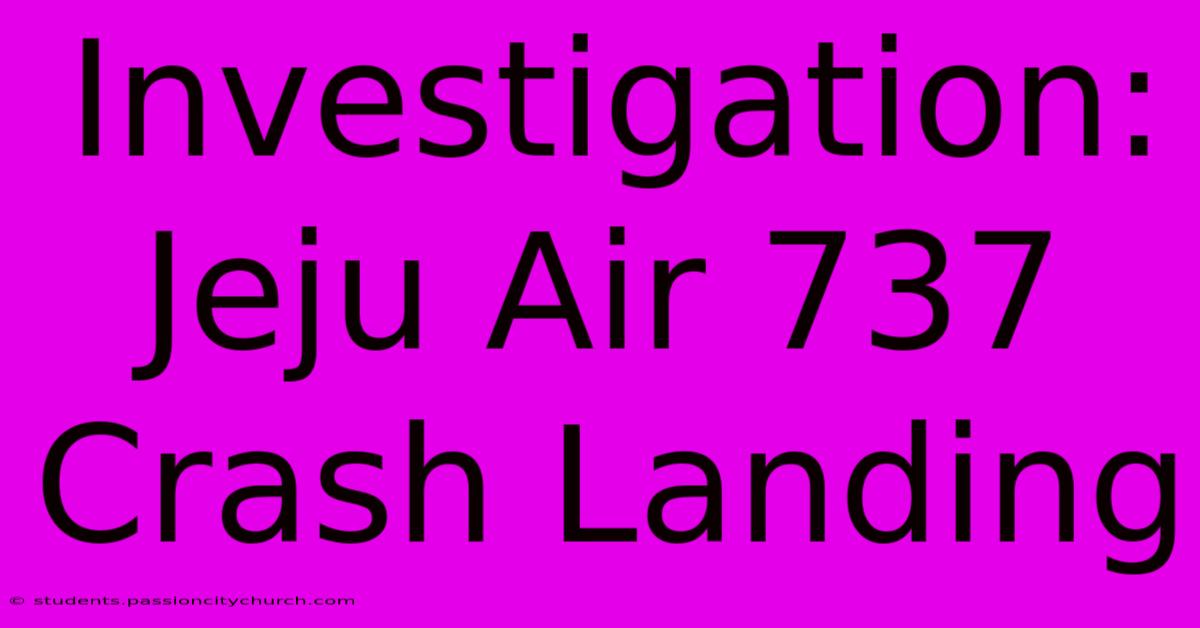 Investigation: Jeju Air 737 Crash Landing