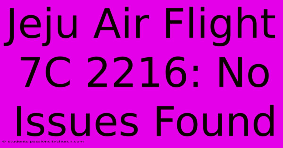 Jeju Air Flight 7C 2216: No Issues Found