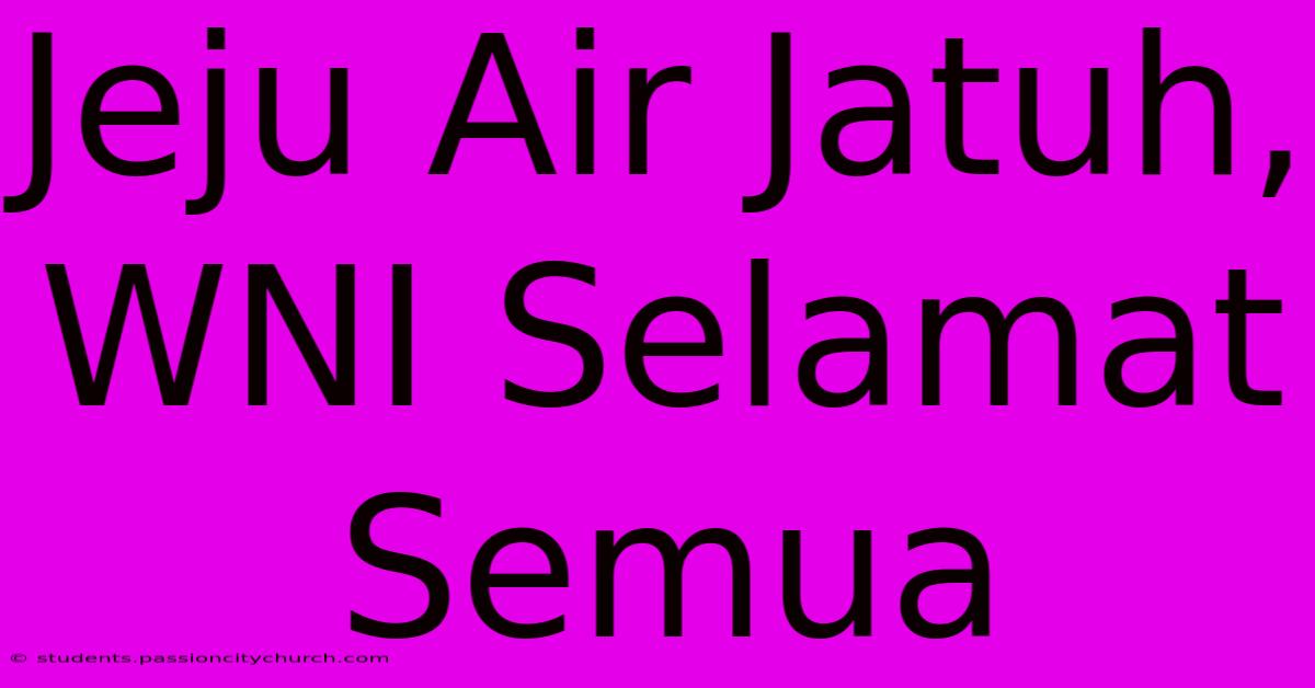 Jeju Air Jatuh, WNI Selamat Semua