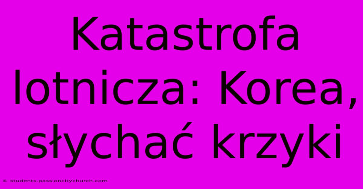 Katastrofa Lotnicza: Korea, Słychać Krzyki