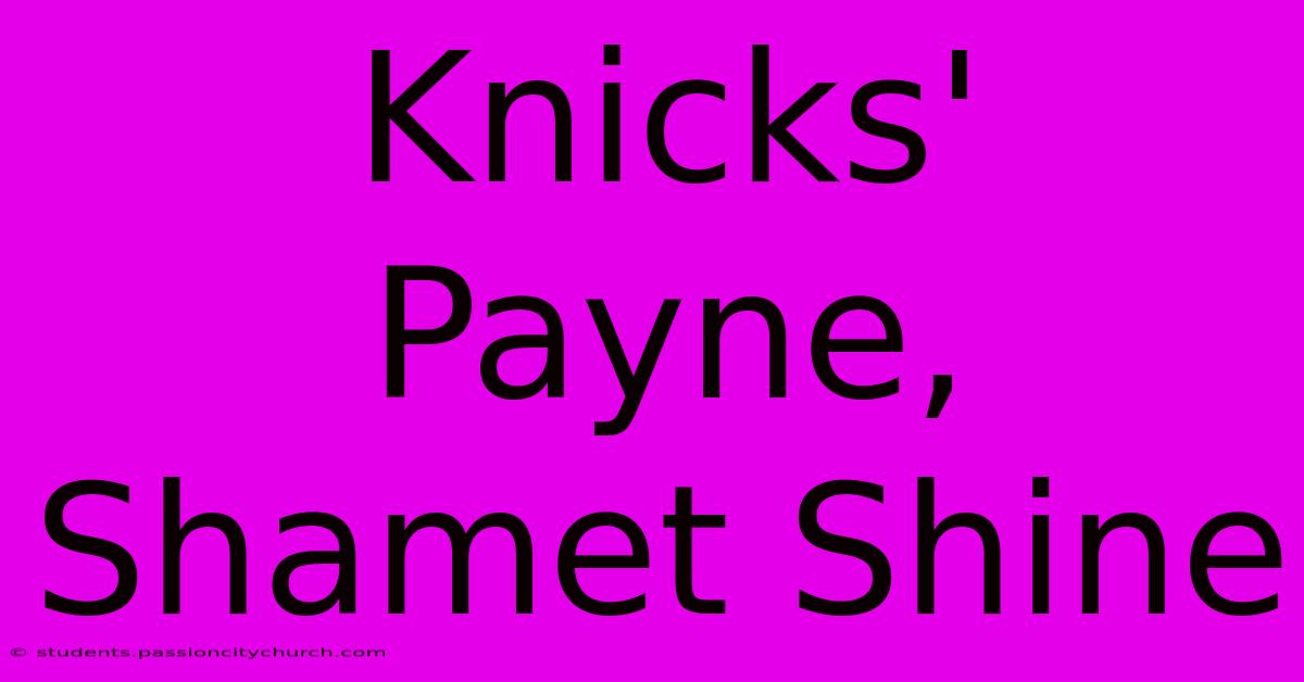 Knicks' Payne, Shamet Shine