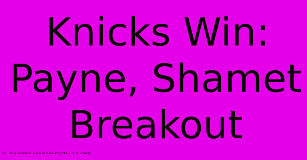 Knicks Win: Payne, Shamet Breakout