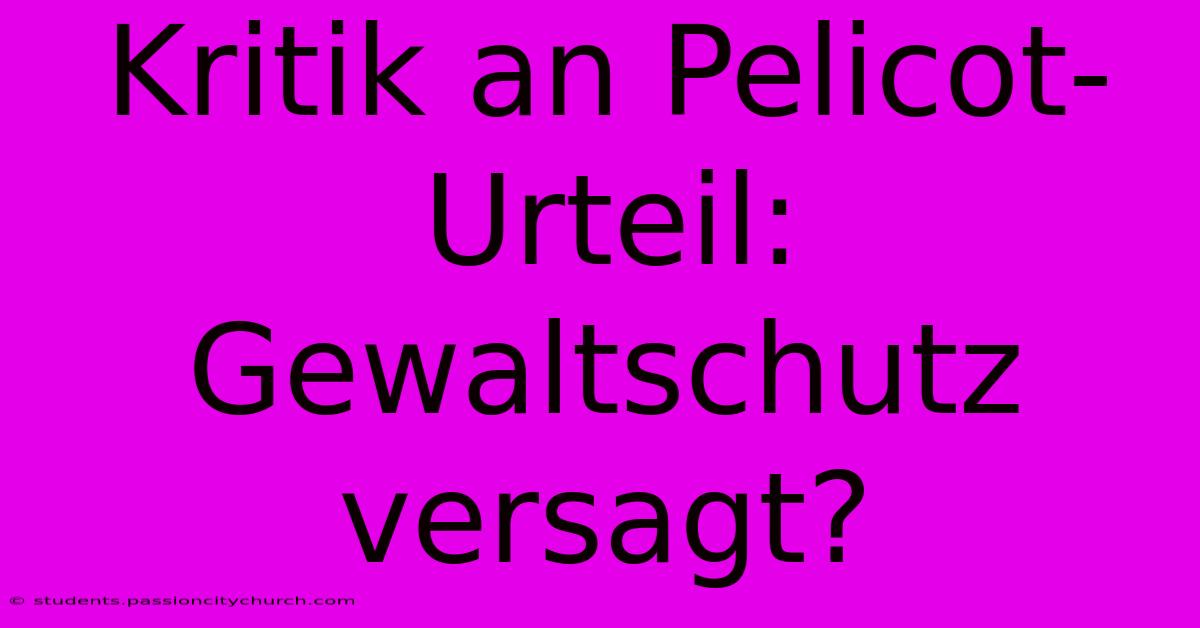 Kritik An Pelicot-Urteil: Gewaltschutz Versagt?