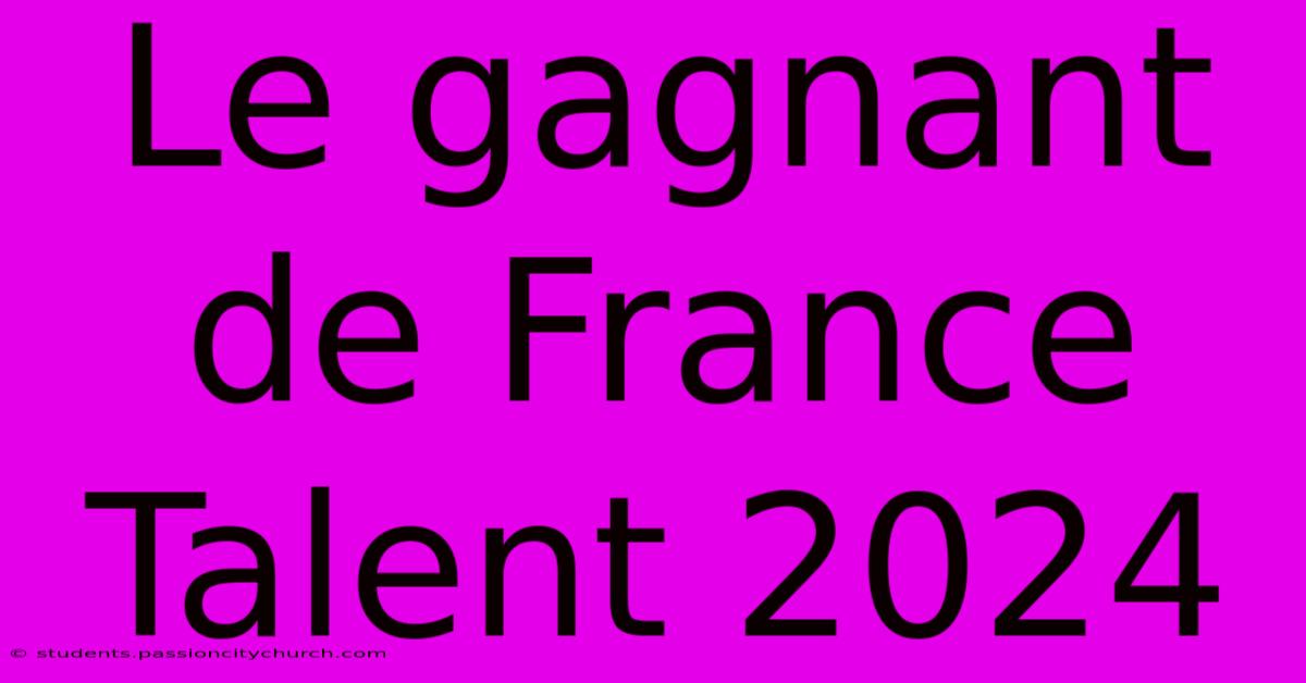 Le Gagnant De France Talent 2024