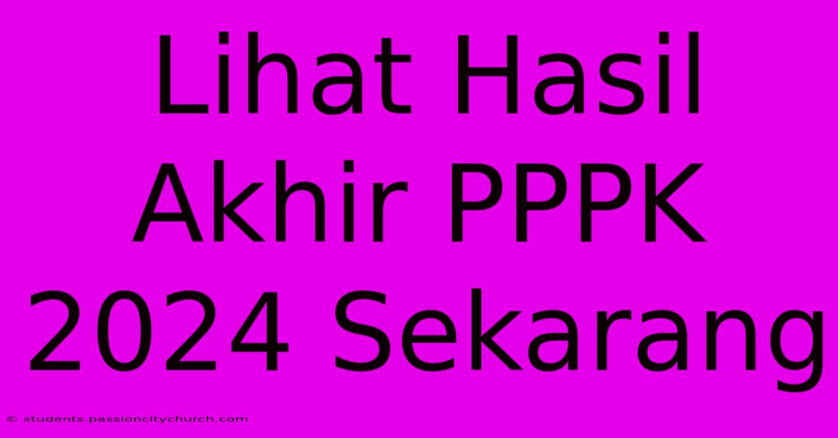 Lihat Hasil Akhir PPPK 2024 Sekarang