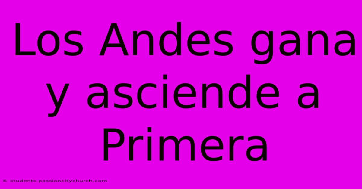 Los Andes Gana Y Asciende A Primera