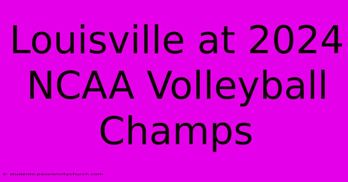 Louisville At 2024 NCAA Volleyball Champs