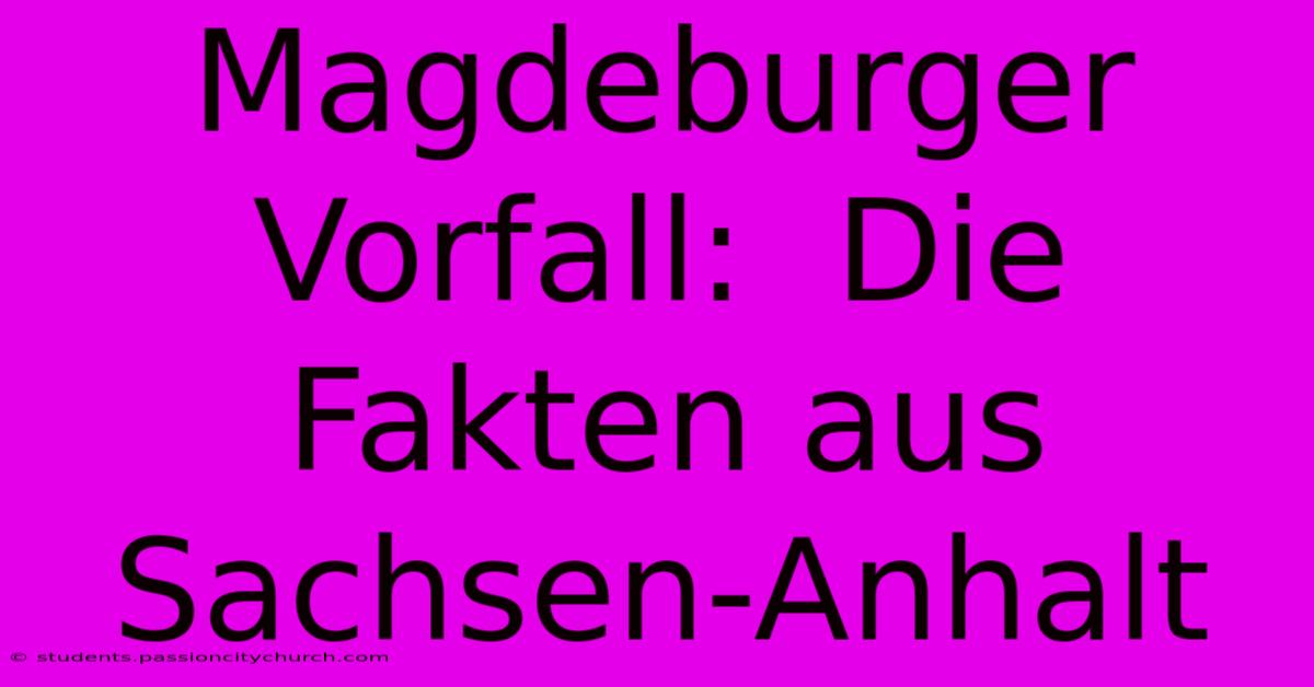 Magdeburger Vorfall:  Die Fakten Aus Sachsen-Anhalt