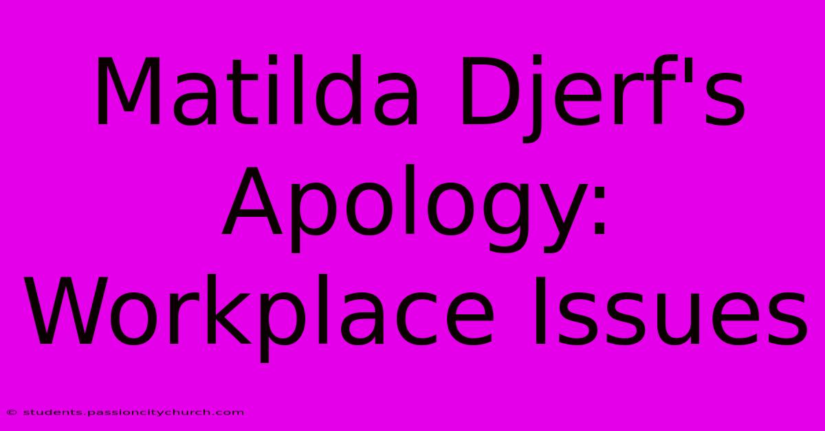 Matilda Djerf's Apology: Workplace Issues