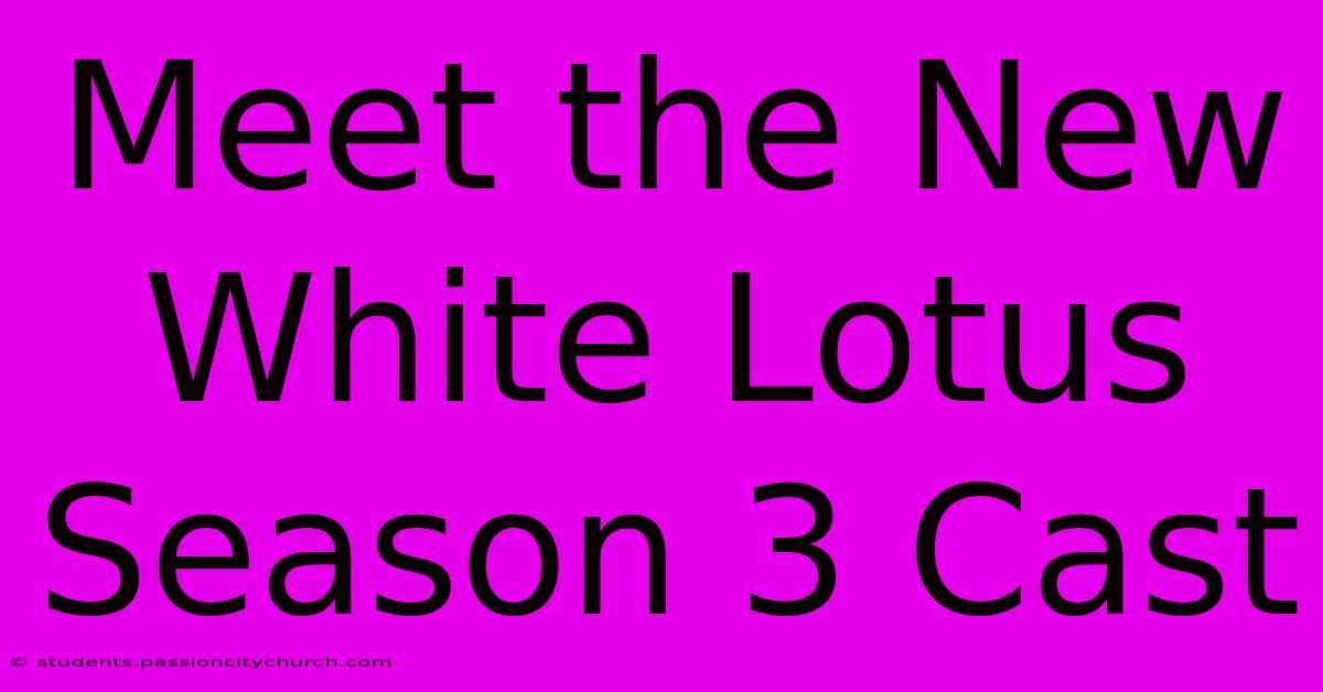 Meet The New White Lotus Season 3 Cast