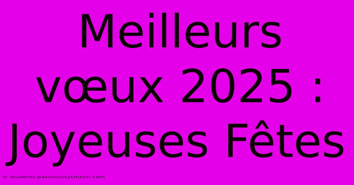 Meilleurs Vœux 2025 : Joyeuses Fêtes