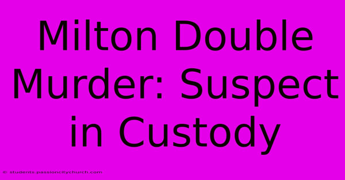 Milton Double Murder: Suspect In Custody