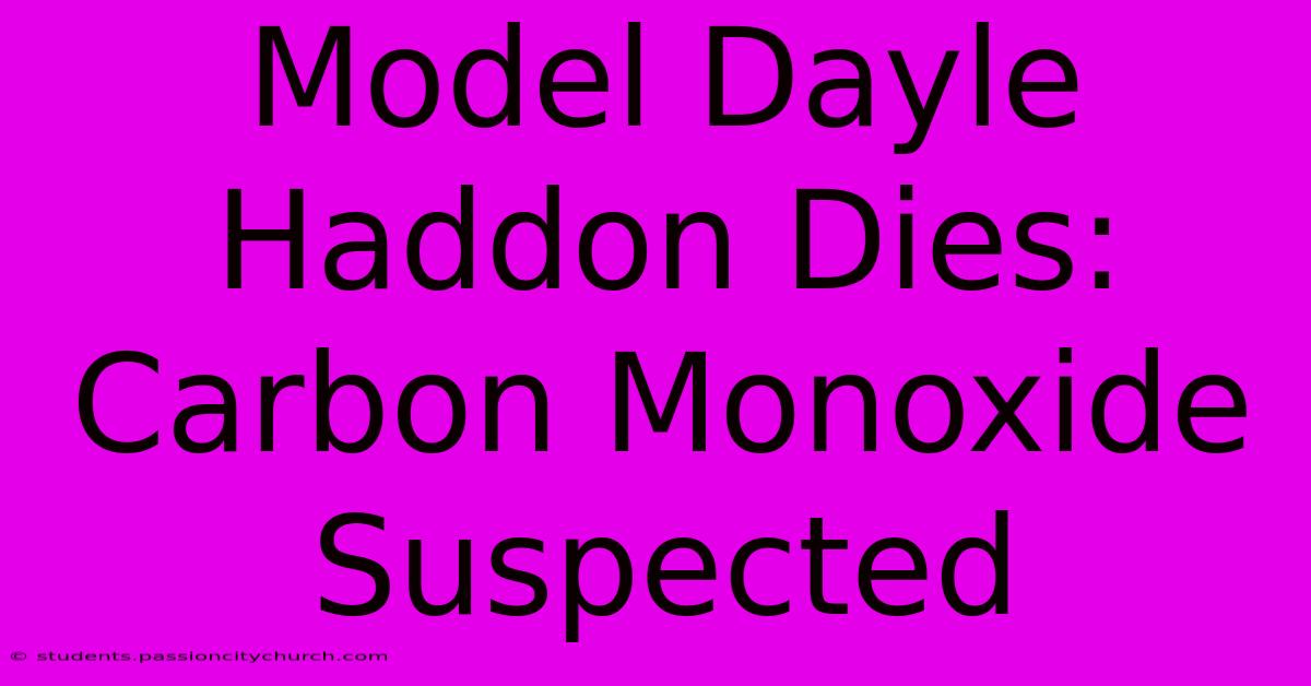 Model Dayle Haddon Dies: Carbon Monoxide Suspected