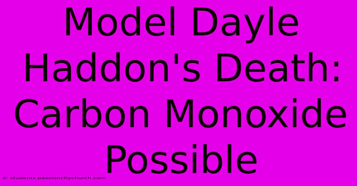 Model Dayle Haddon's Death: Carbon Monoxide Possible