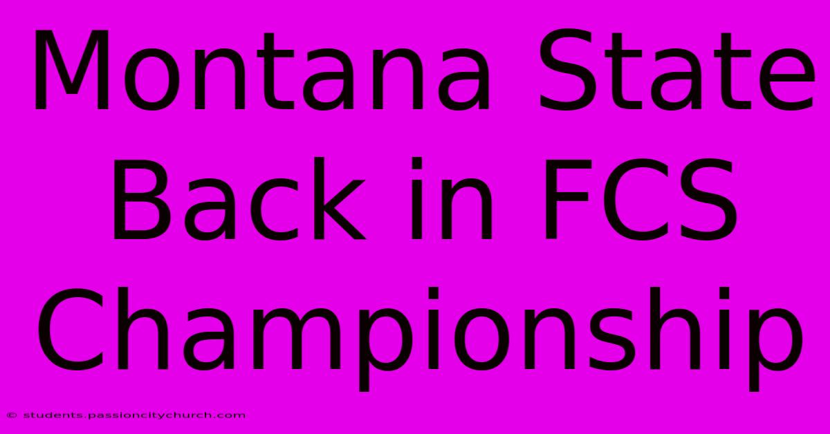 Montana State Back In FCS Championship