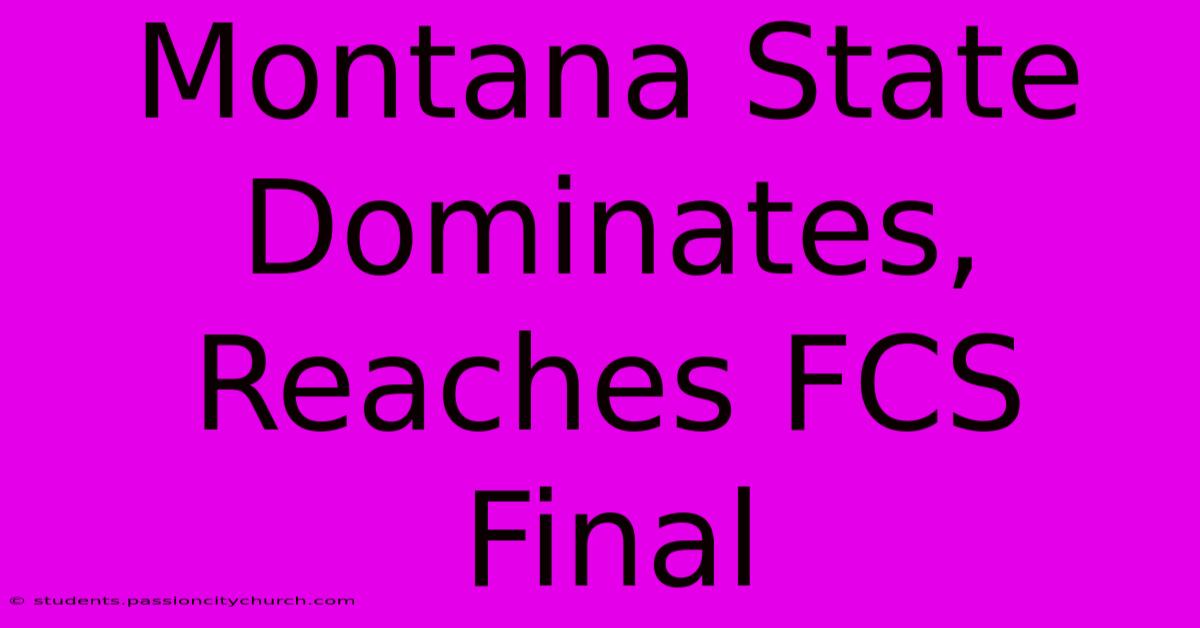 Montana State Dominates, Reaches FCS Final