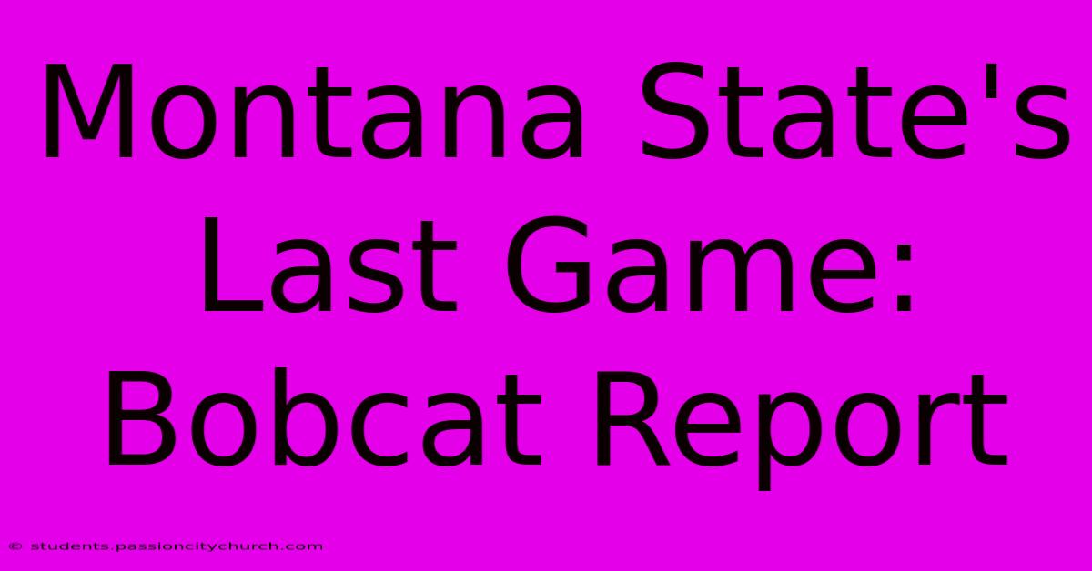 Montana State's Last Game: Bobcat Report