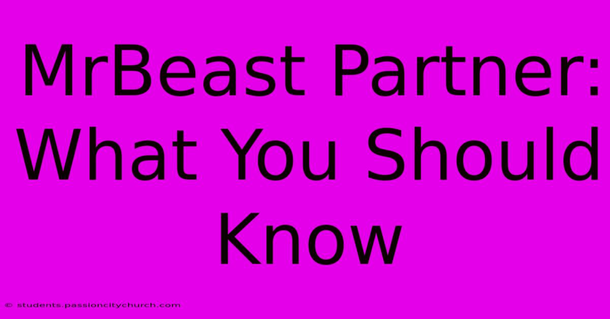 MrBeast Partner: What You Should Know