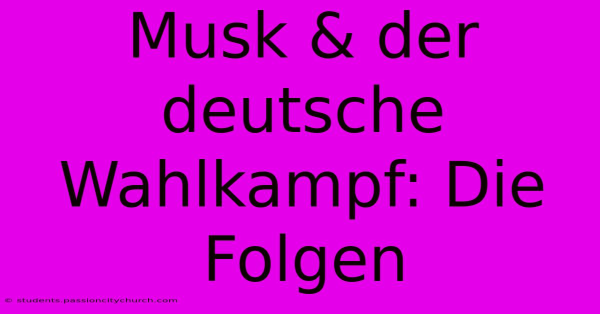 Musk & Der Deutsche Wahlkampf: Die Folgen