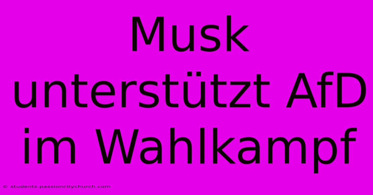 Musk Unterstützt AfD Im Wahlkampf