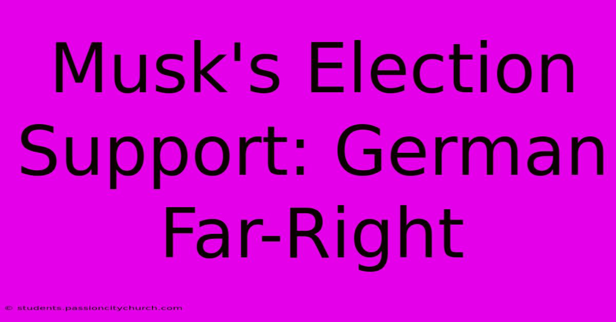 Musk's Election Support: German Far-Right