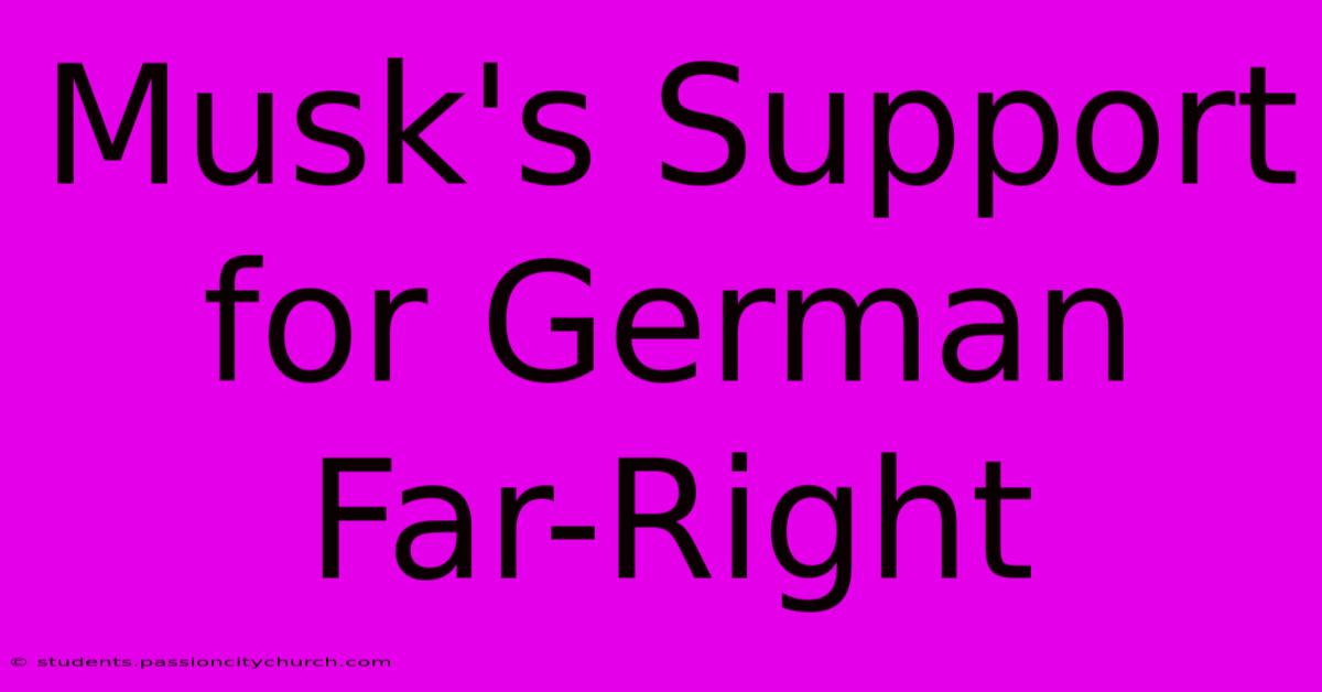 Musk's Support For German Far-Right