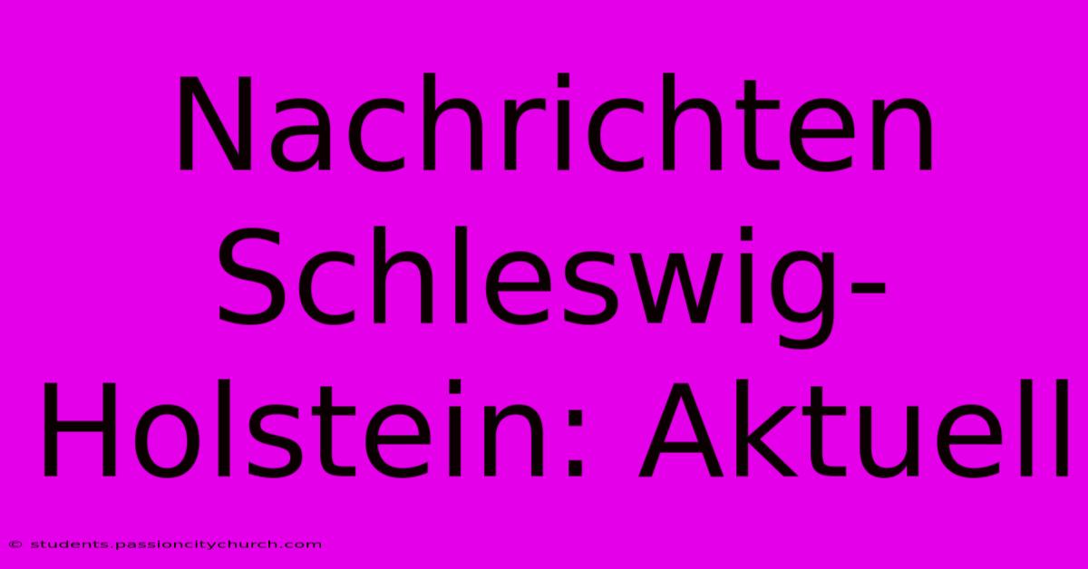 Nachrichten Schleswig-Holstein: Aktuell