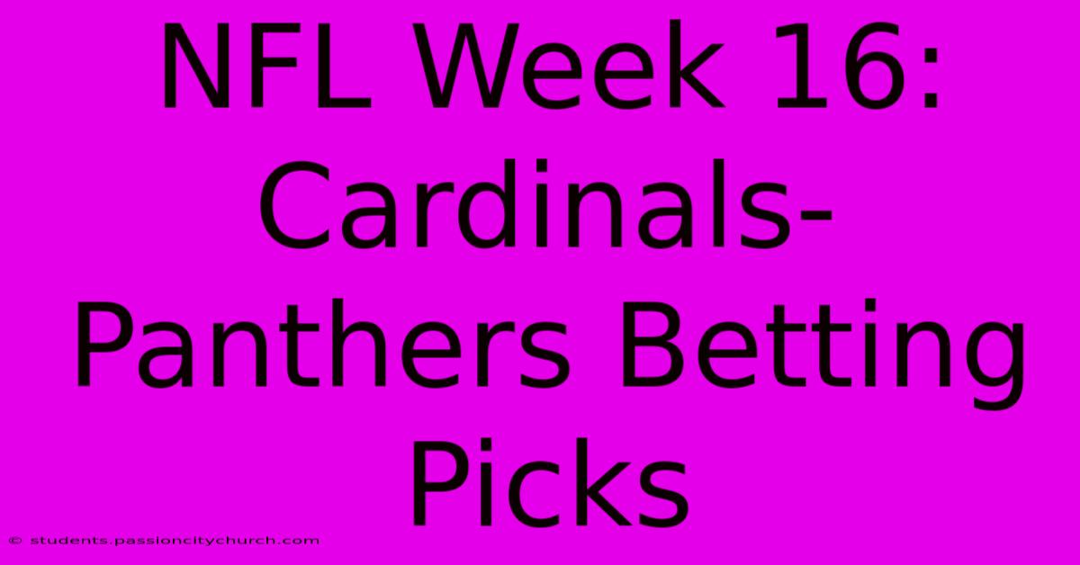 NFL Week 16: Cardinals-Panthers Betting Picks