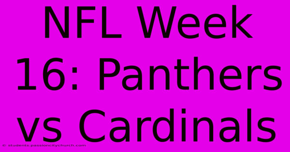 NFL Week 16: Panthers Vs Cardinals