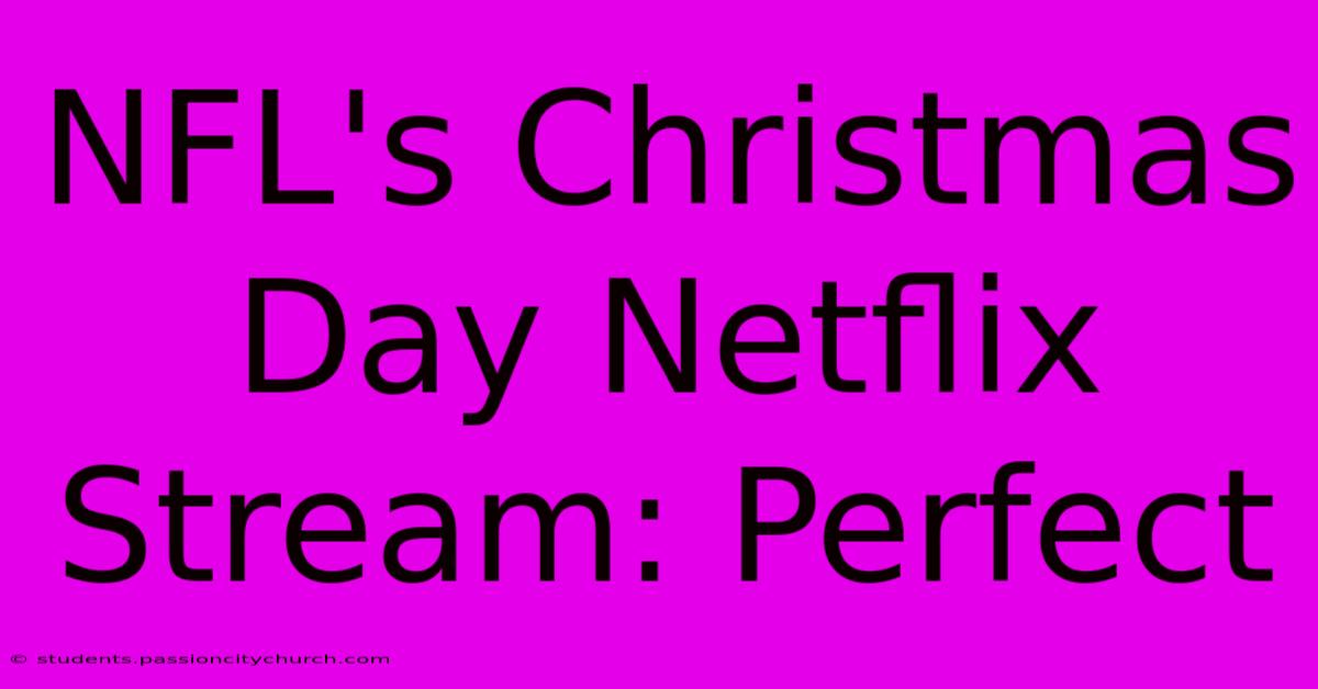 NFL's Christmas Day Netflix Stream: Perfect