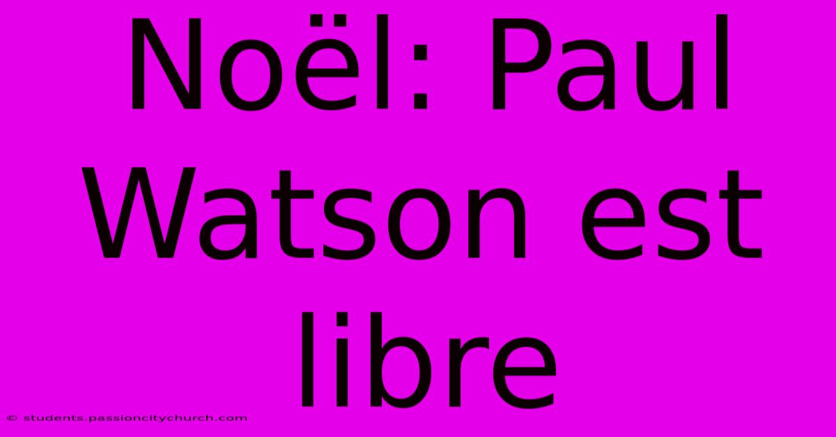 Noël: Paul Watson Est Libre