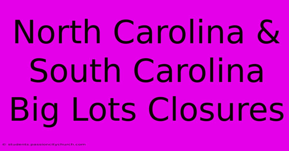 North Carolina & South Carolina Big Lots Closures