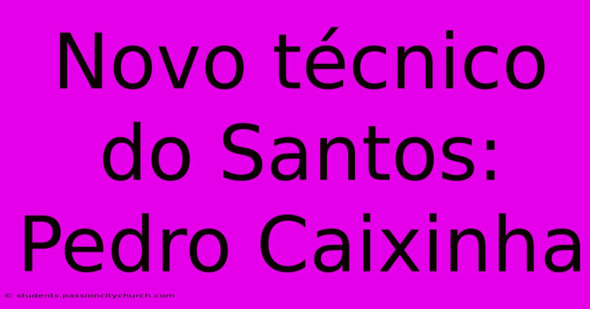 Novo Técnico Do Santos: Pedro Caixinha