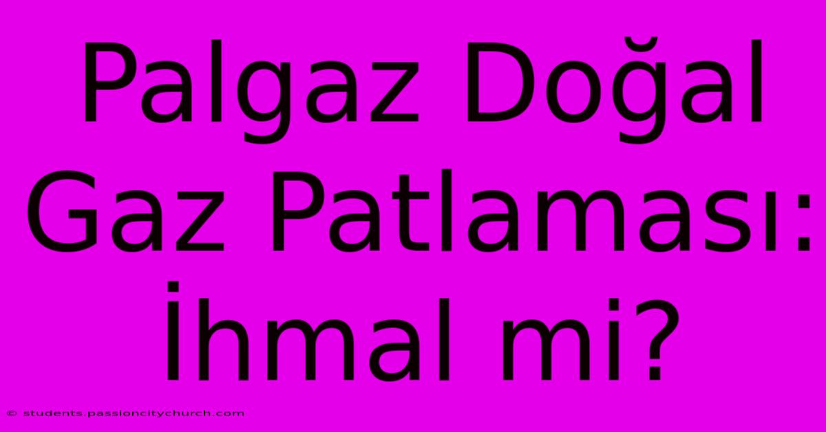 Palgaz Doğal Gaz Patlaması: İhmal Mi?