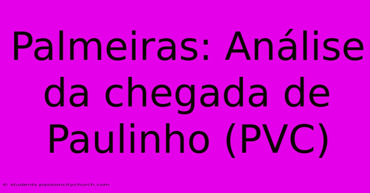 Palmeiras: Análise Da Chegada De Paulinho (PVC)