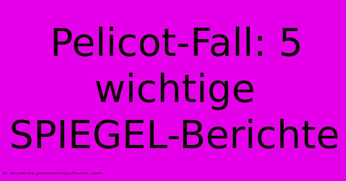 Pelicot-Fall: 5 Wichtige SPIEGEL-Berichte