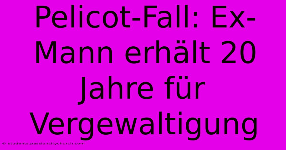 Pelicot-Fall: Ex-Mann Erhält 20 Jahre Für Vergewaltigung