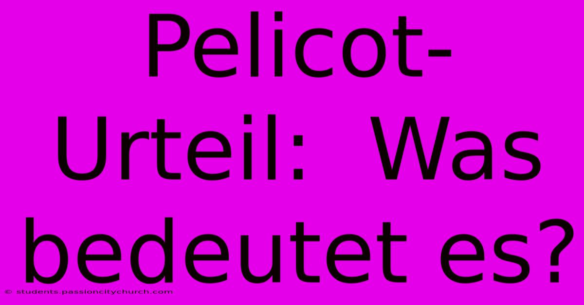 Pelicot-Urteil:  Was Bedeutet Es?