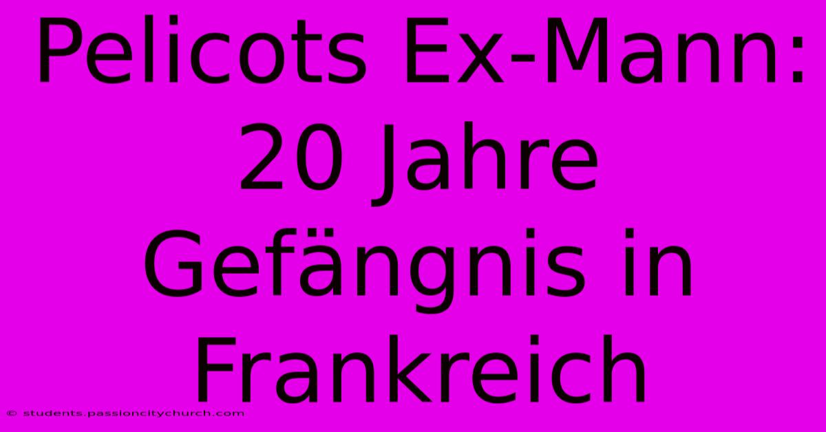 Pelicots Ex-Mann: 20 Jahre Gefängnis In Frankreich